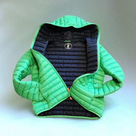 Save The Duck Women's SZ 5/XXL Neon Green Long Sleeve Lightweight Puffer Jacket - Picture 1 of 14